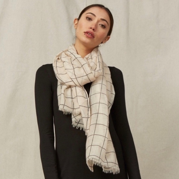 Rachel Pally Accessories - RACHEL PALLY Window Pane Plaid Scarf Cream OS Rachel Pally Accessories - RACHEL PALLY Window Pane Plaid Scarf Cream OS